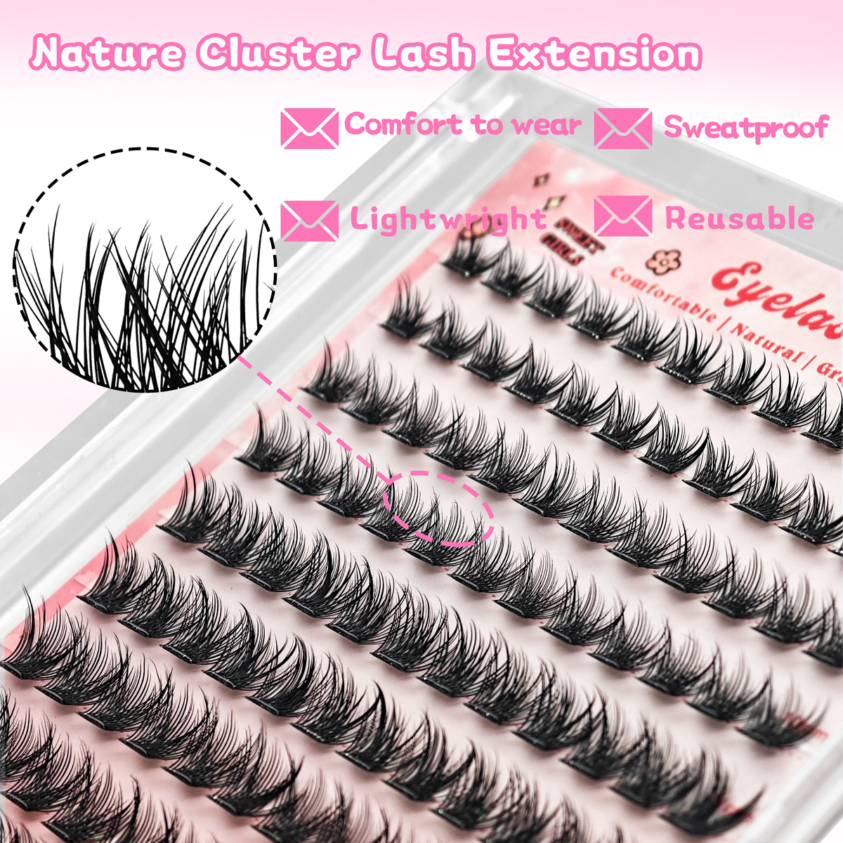 Eyelash Extension No 10 - 10 Rows No-Glue Fluffy Lashes 9-13mm