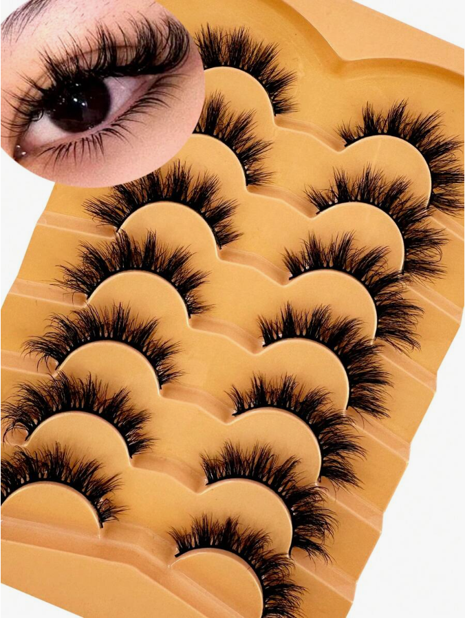 Eyelash Extension Volume Cat Eye - 7 Pairs Faux Mink Lashes Fluffy