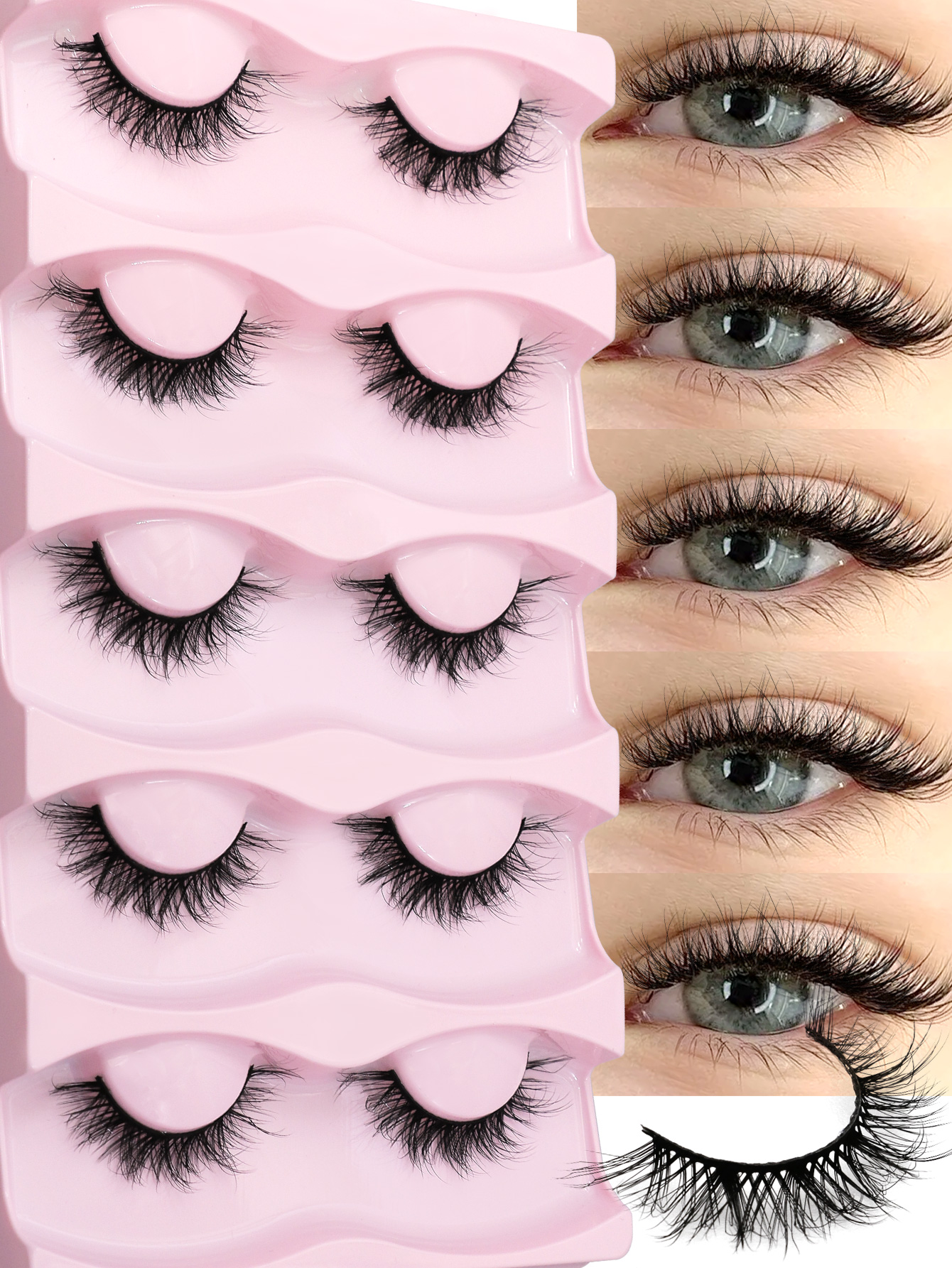 Eyelash Extension Volume Cat Eye - VELTRINAY Mink Lashes Wispy Cat Eye
