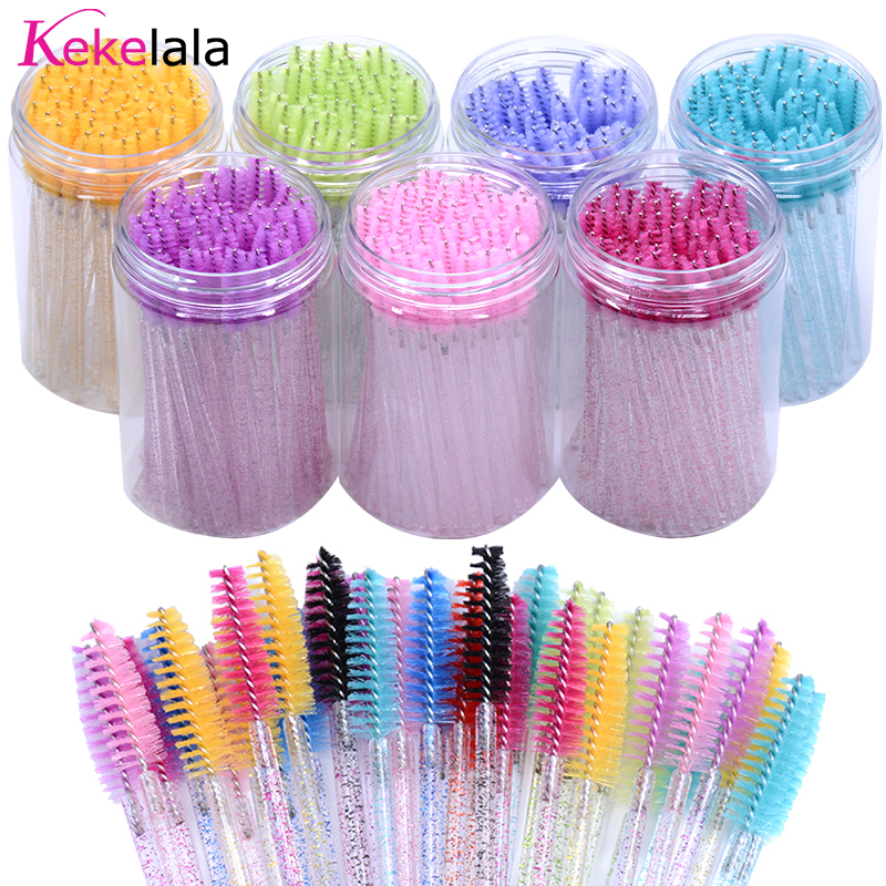 Eyelash Extension Options - 50Pcs/Bottle Eyelash Extension Brushes With Container