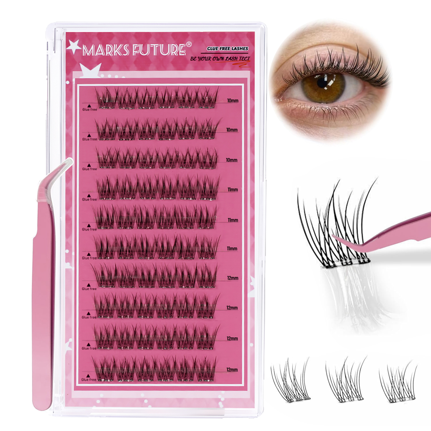 Eyelash Extension C Curl - Self-Adhesive False Eyelashes Press-On Eyelash Clusters