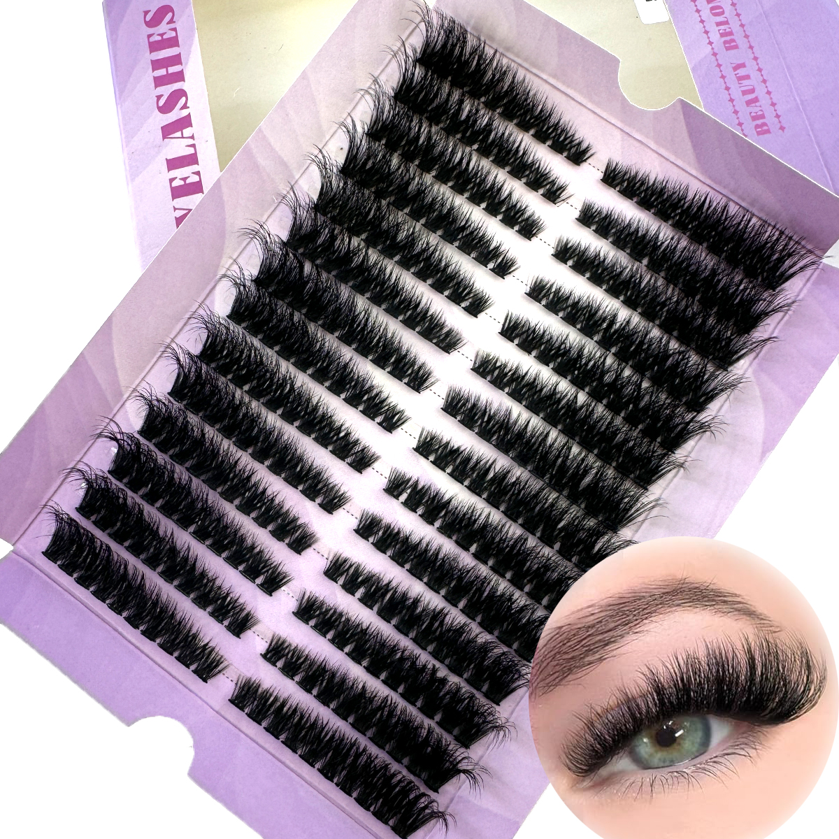Eyelash Extension Volume Cat Eye - 14Rows Fluffy Lash Clusters Thick Volume