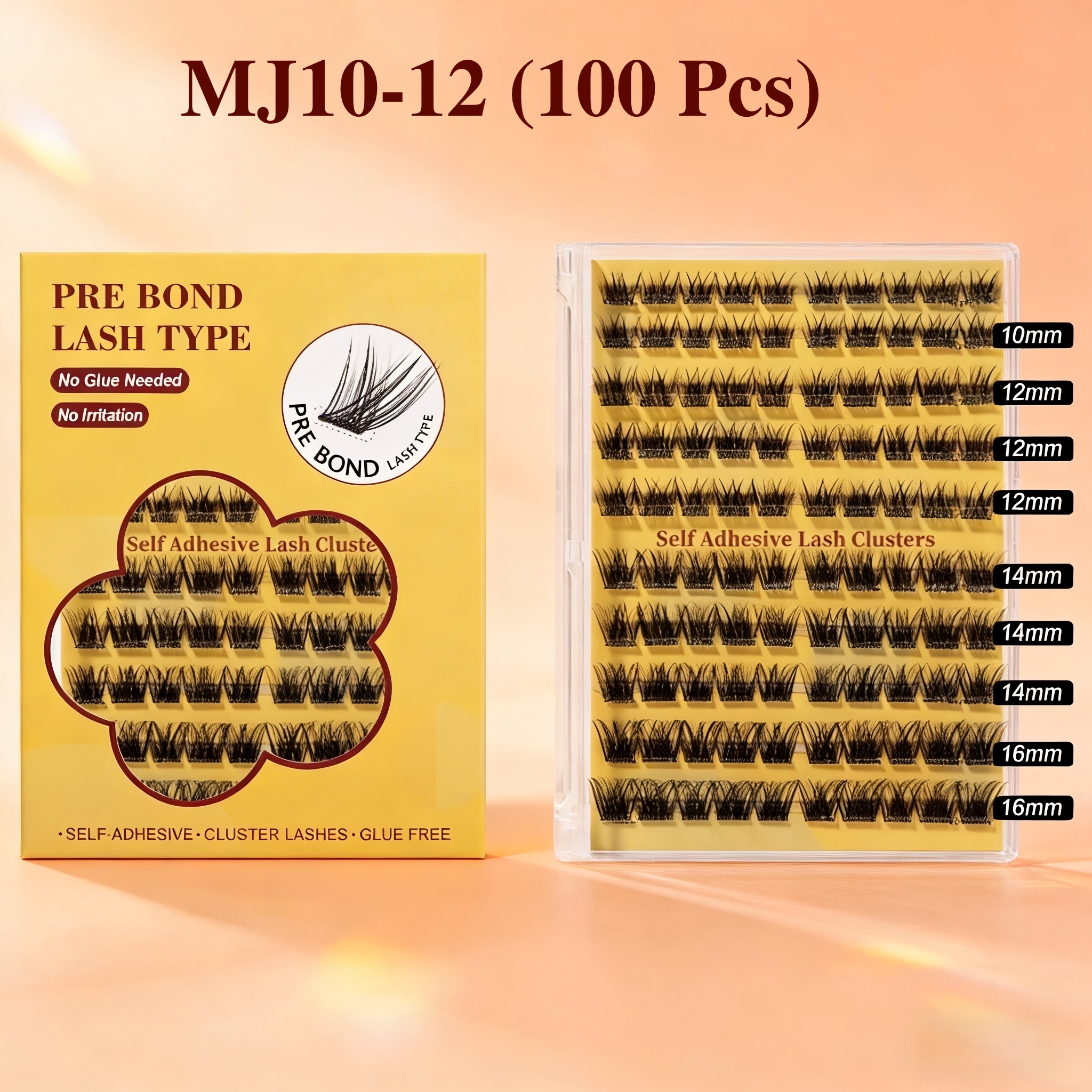 Eyelash Extension No 10 - 100PCS Pre Glued Self Adhesive Lash