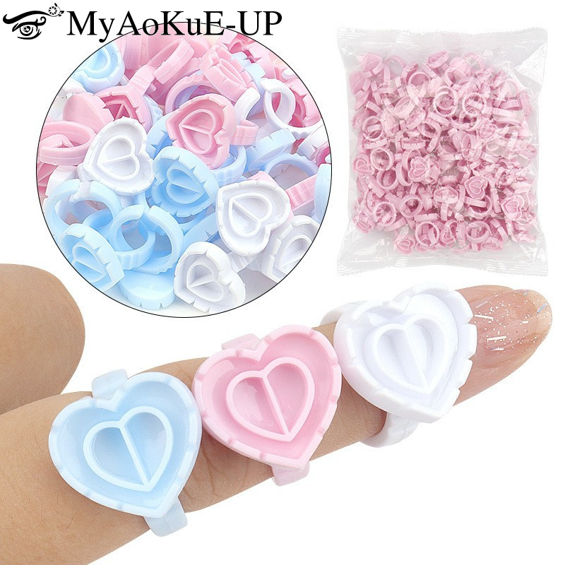 100Pcs Disposable Glue Ring Ho - Eyelash Extension Fan avaliação e preço