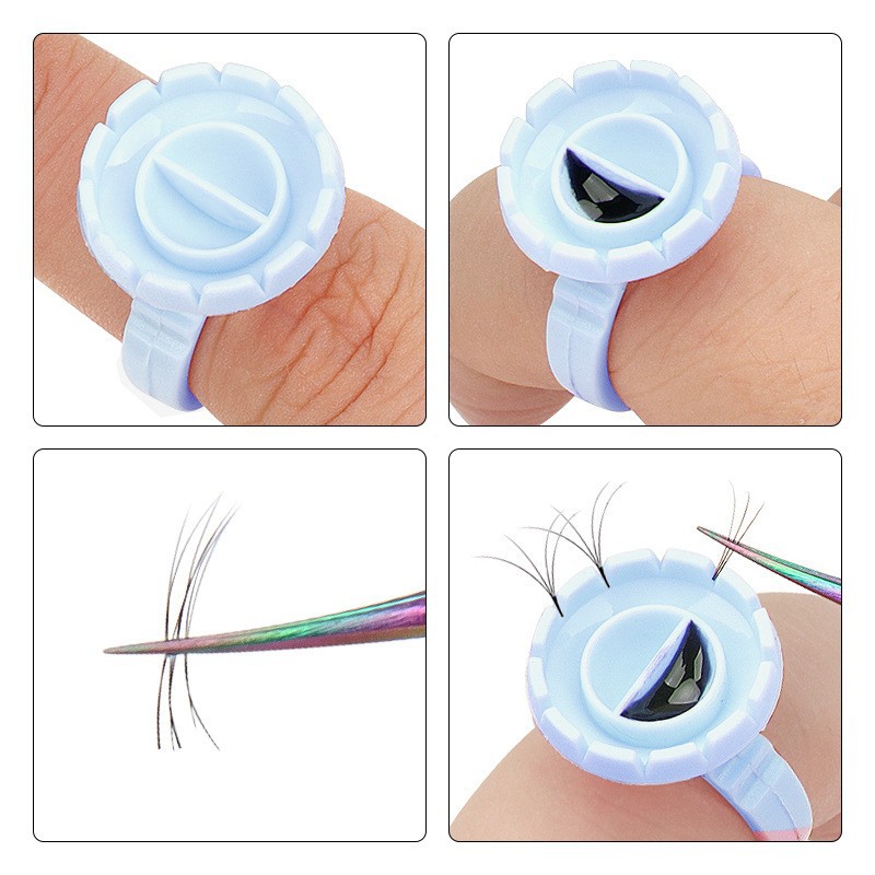 100Pcs Disposable Glue Ring Ho - Eyelash Extension Fan avaliação e preço
