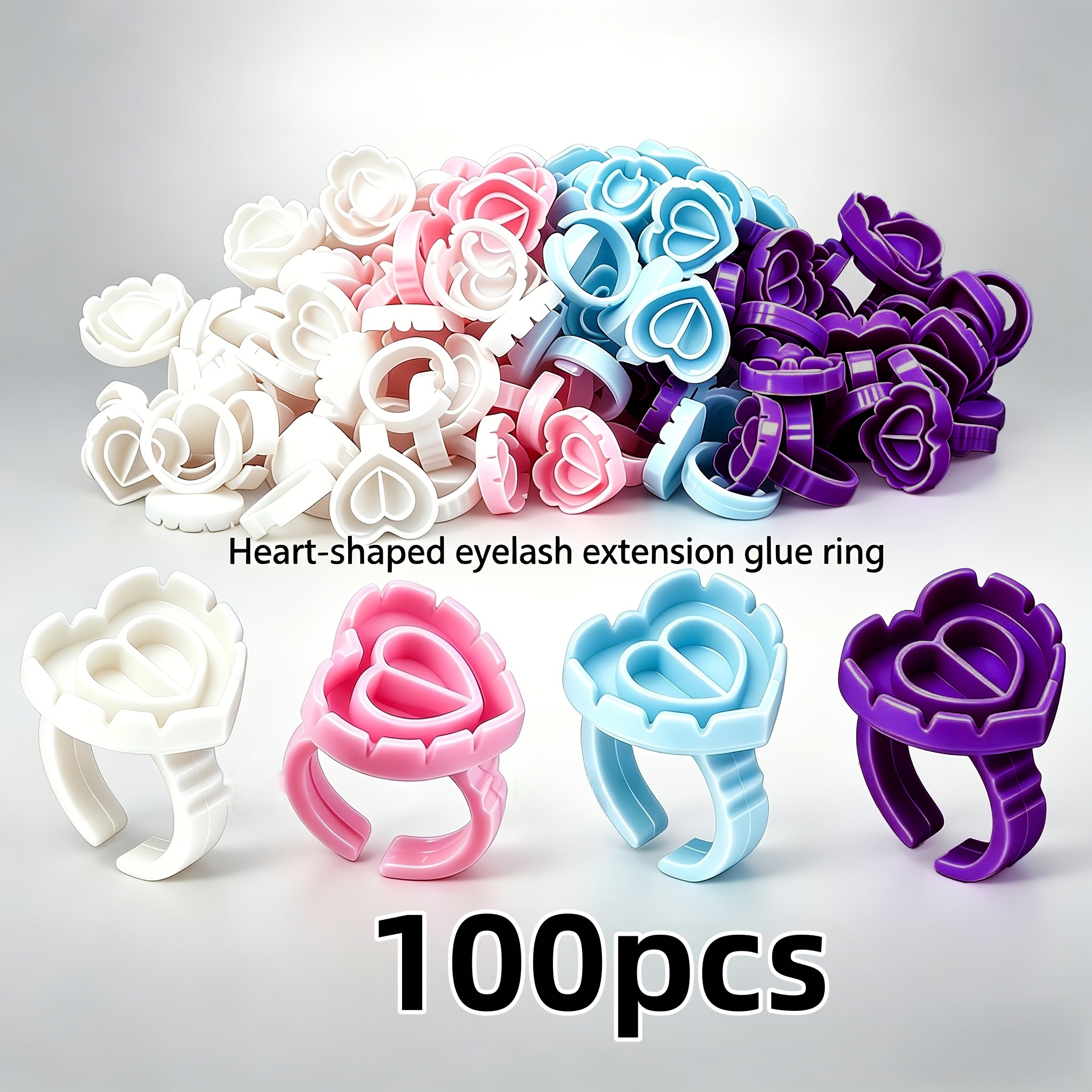 100PCSHeart Eyelash Glue Rings - Lash Fan Volume avaliação e preço
