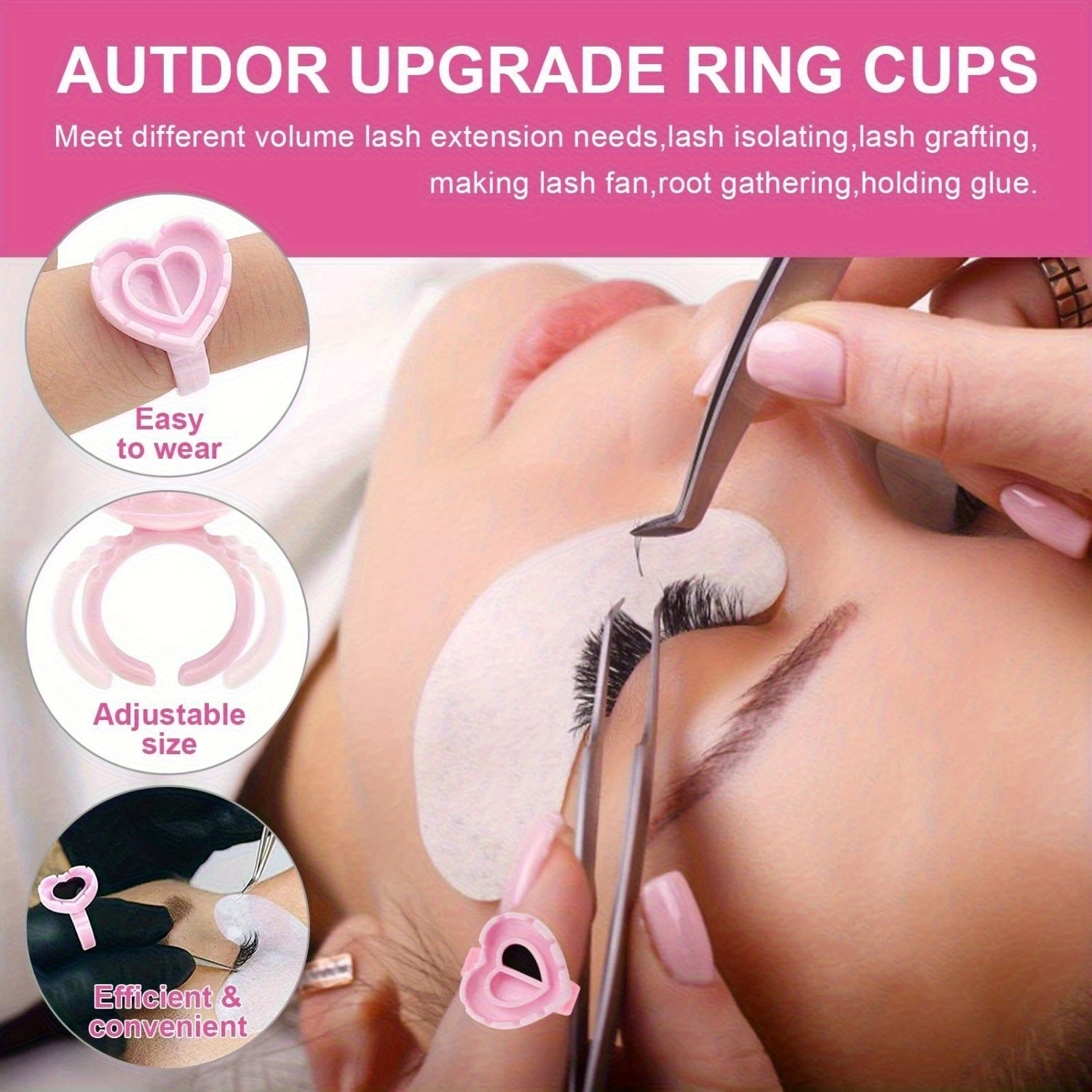 100PCSHeart Eyelash Glue Rings - Lash Fan Volume avaliação e preço