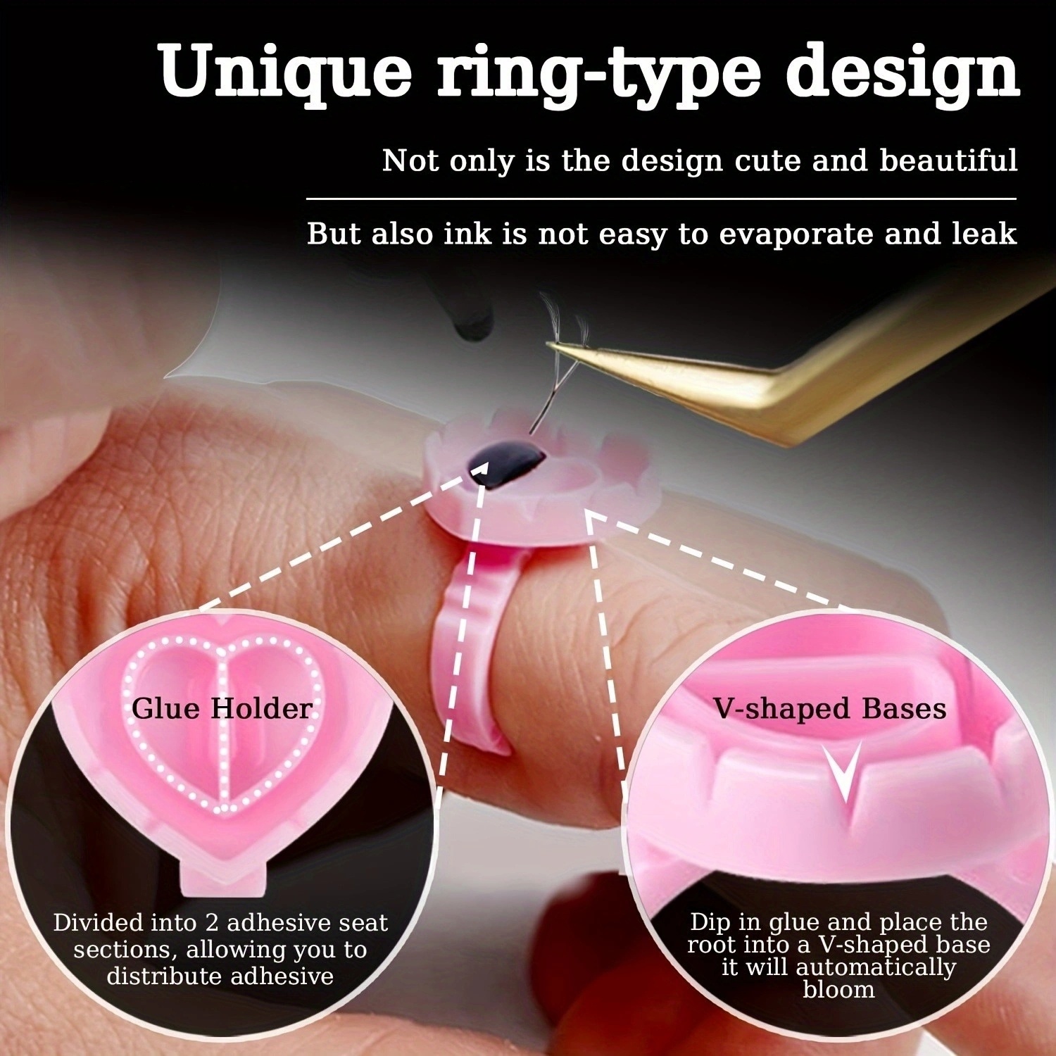 100PCSHeart Eyelash Glue Rings - Lash Fan Volume avaliação e preço
