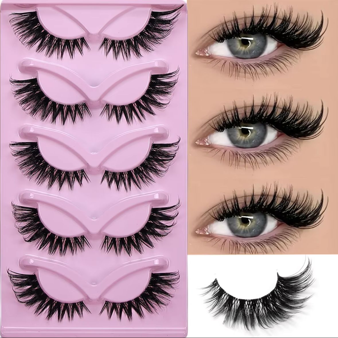 5 Pairs Cat Eye False Eyelashe - Eyelash Extension Volume Cat Eye avaliação e preço