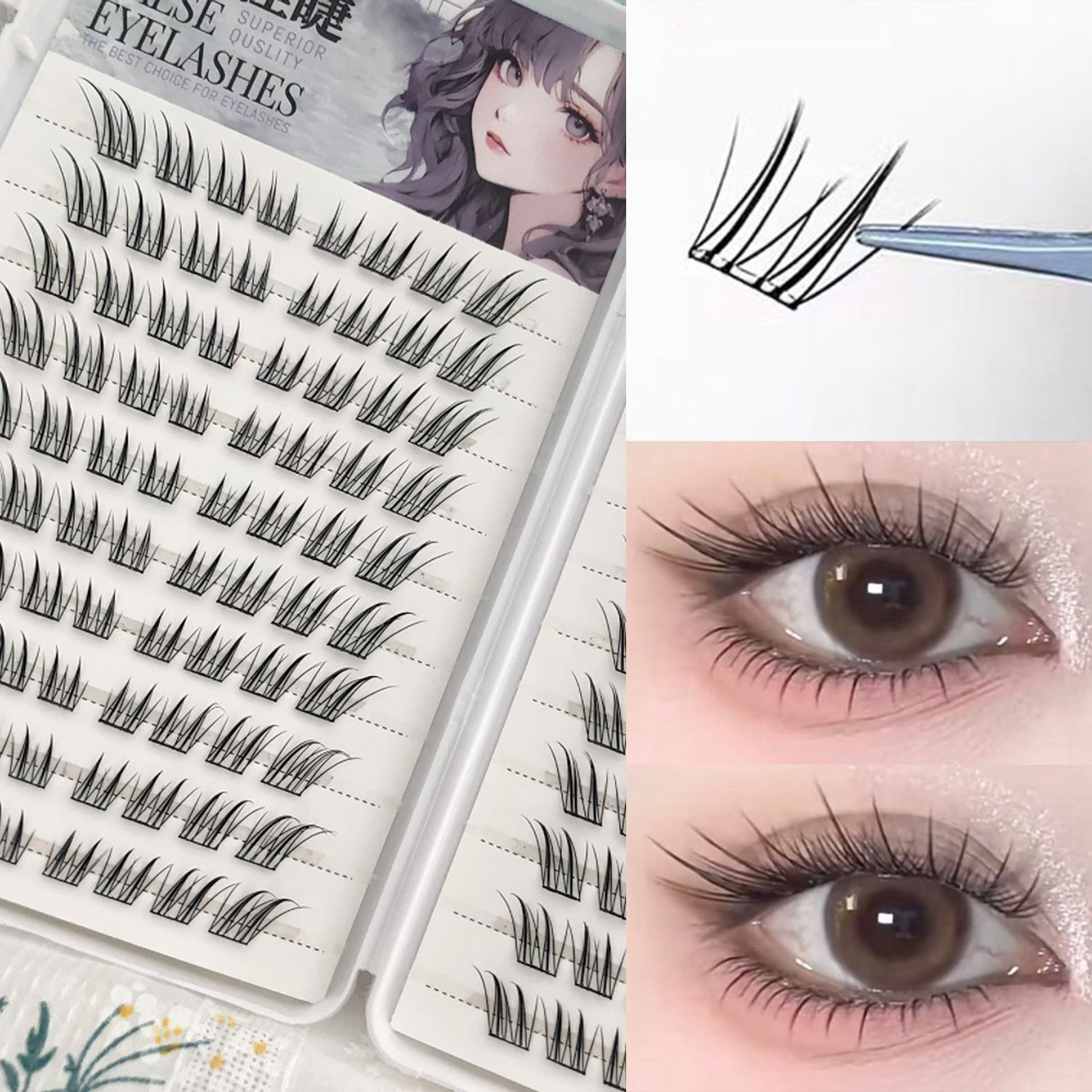 6/10/20 Rows Foxes False Eyela - Eyelash Extension Uv Glue avaliação e preço