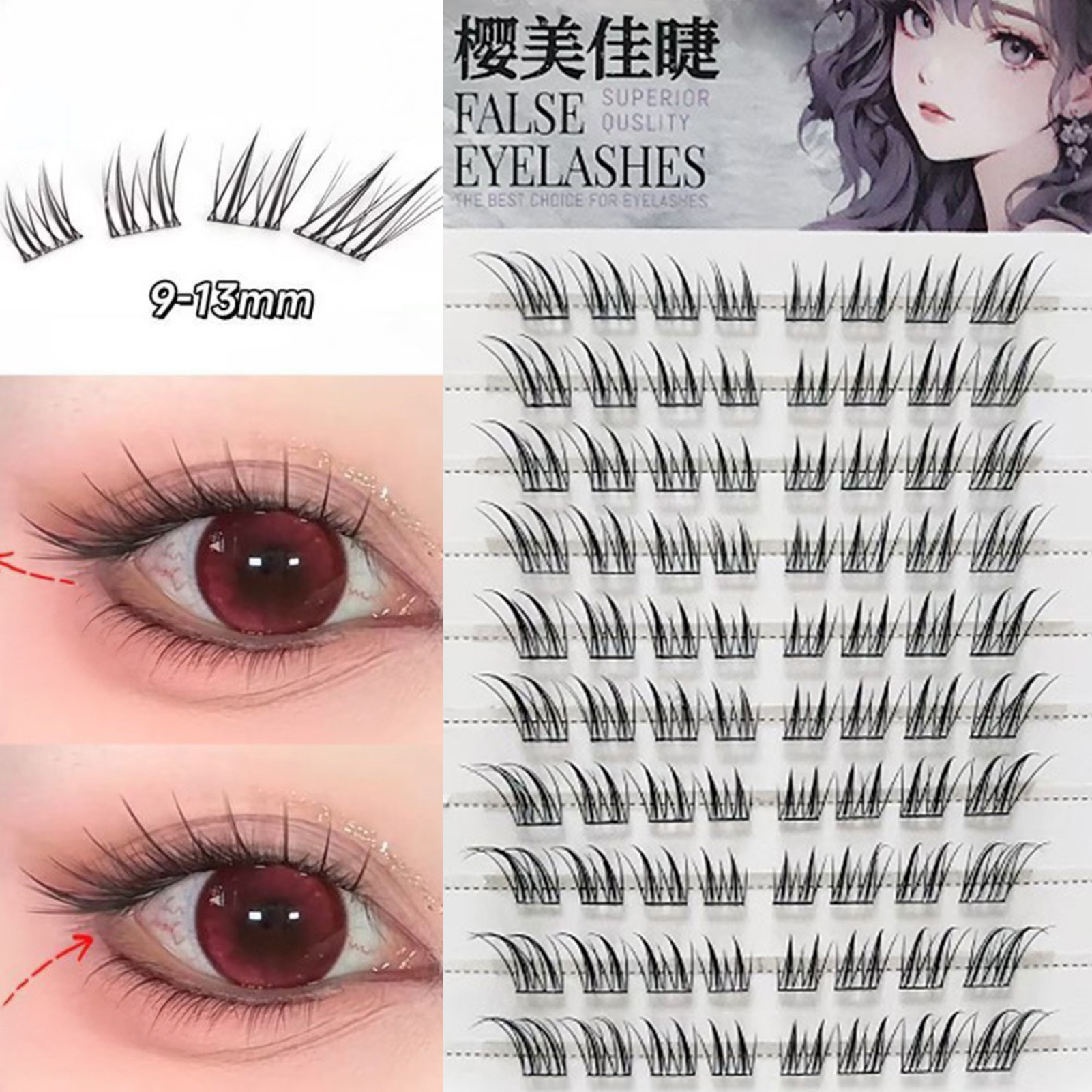 6/10/20 Rows Foxes False Eyela - Eyelash Extension Uv Glue avaliação e preço