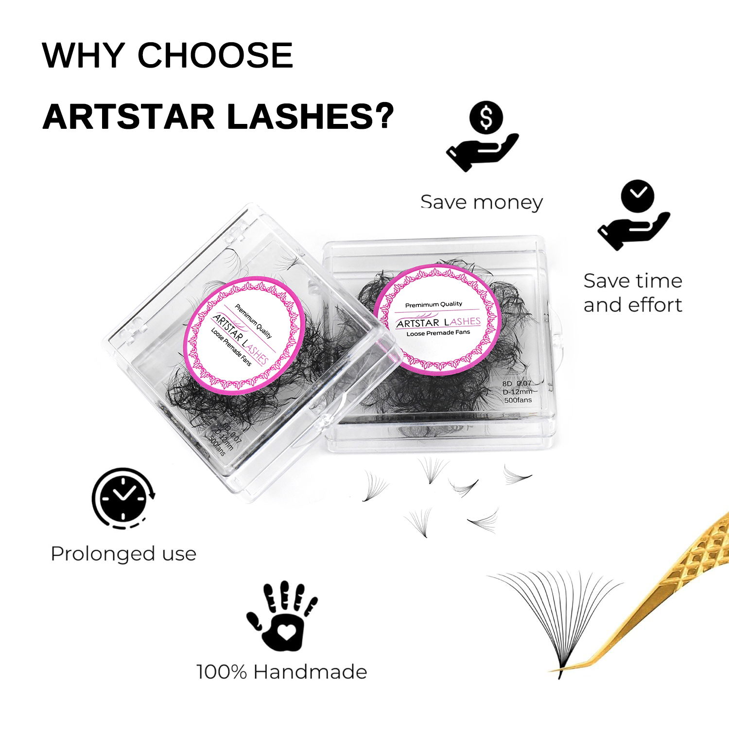 ARTSTAR 500 Fans Loose Fan Eye - Lash Fan Volume avaliação e preço