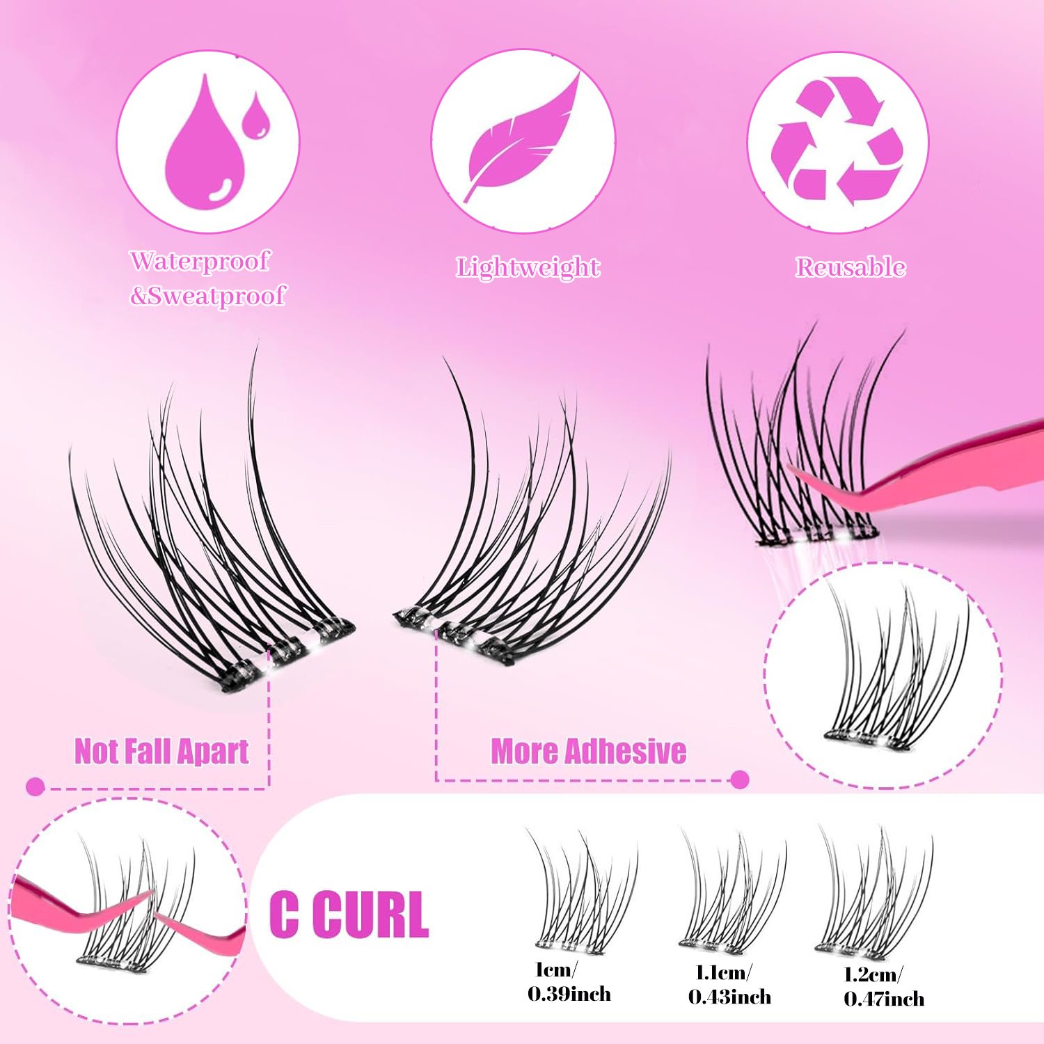 Self-Adhesive False Eyelashes  - Eyelash Extension C Curl avaliação e preço