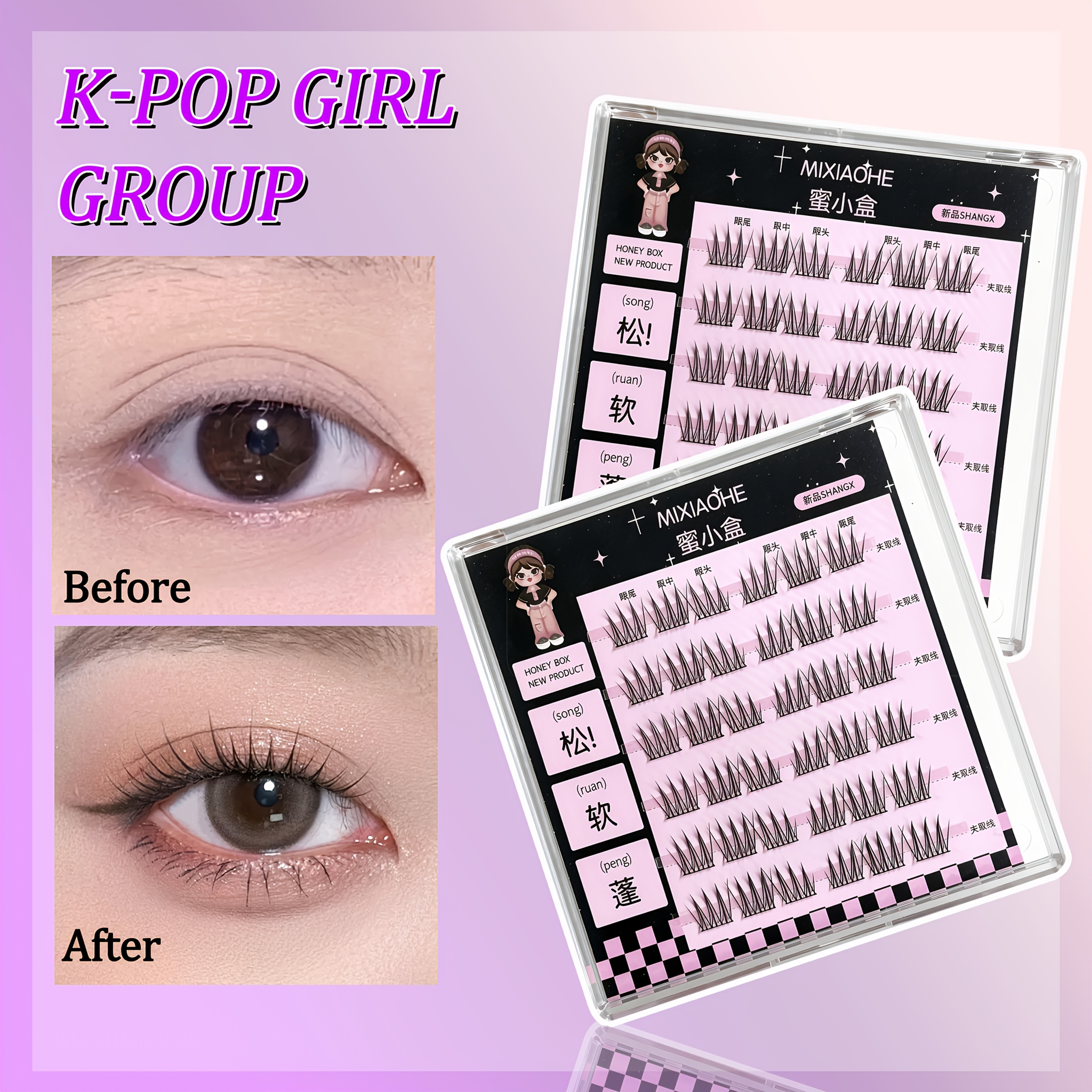 Mixiaohe K Pop Glue Free Clust - Eyelash Extension C Curl avaliação e preço