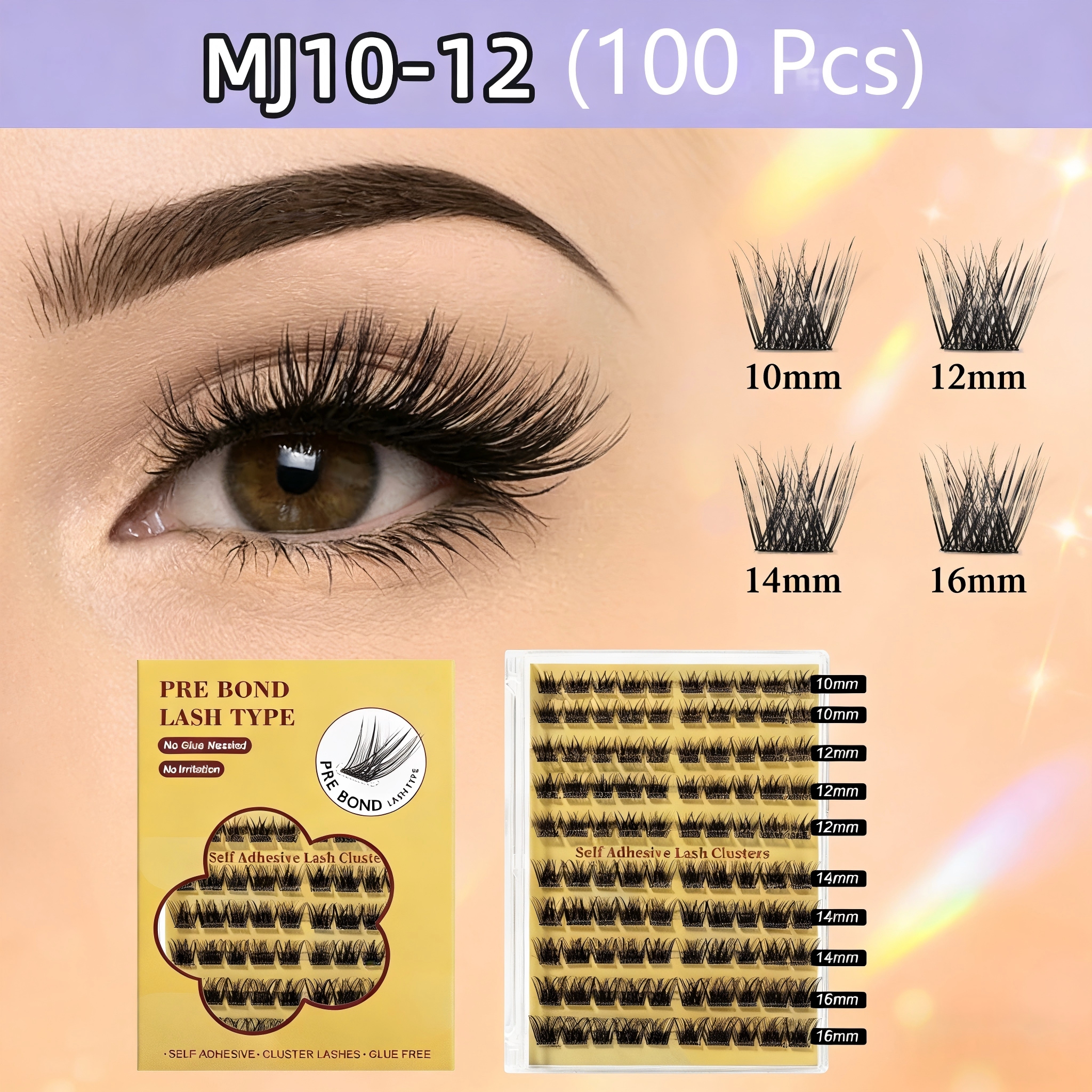 100PCS Pre Glued Self Adhesive - Eyelash Extension No 10 avaliação e preço